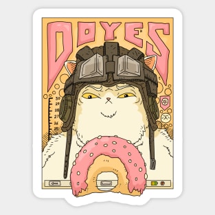 donut, doyes. cat with tank helm. Sticker